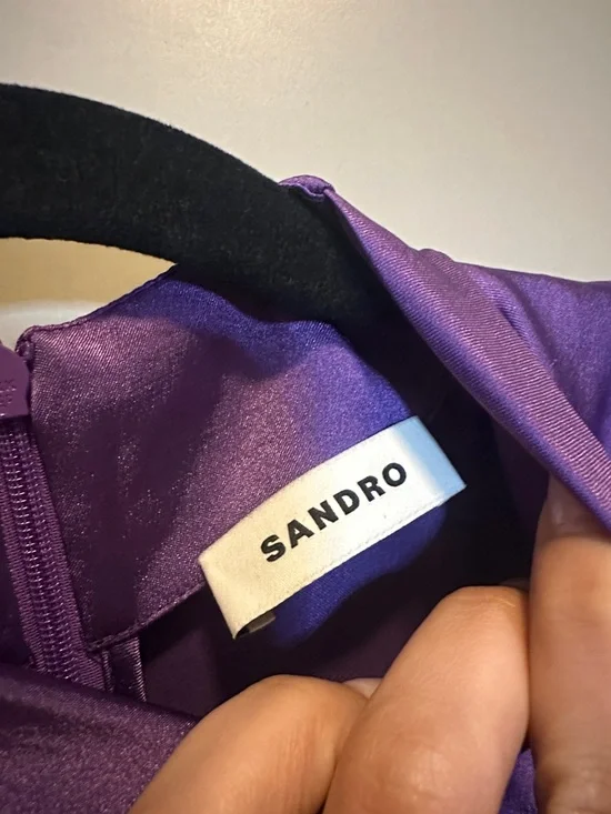 Sandro Titanic Satin Ruched Purple Dress size 36 (US 4) - Picture 8 of 12